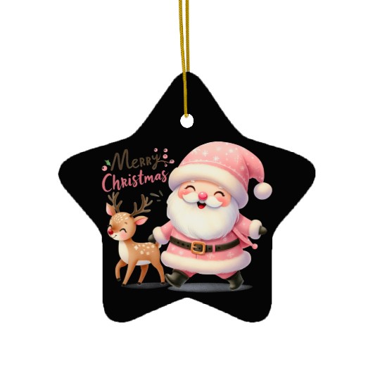 Merry Christmas Santa Reindeer Ceramic Ornaments