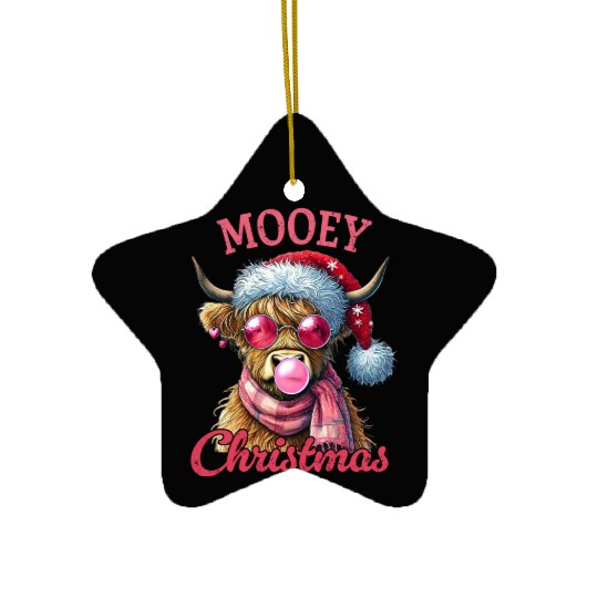Mooey Christmas, Merry Christmas Ceramic Ornaments