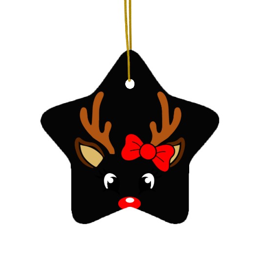 Reindeer Face Christmas, Merry Christmas Ceramic Ornaments