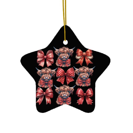 Christmas Bow, Merry Christmas Ceramic Ornaments