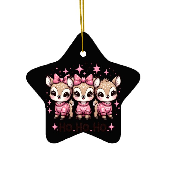Ho Ho Ho Christmas Cute Baby Deer Ceramic Ornaments