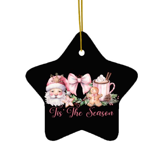 Pink Tis The Season Set Pink Ceramic Ornaments
