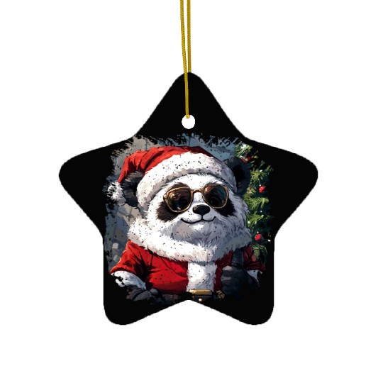 Panda Santa Claus Ceramic Ornaments