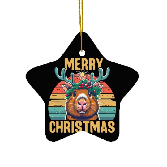Funny Guinea Pig Christmas Ceramic Ornaments