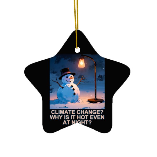 Frosty Snowman Under Street Lights Christmas Ceramic Ornaments