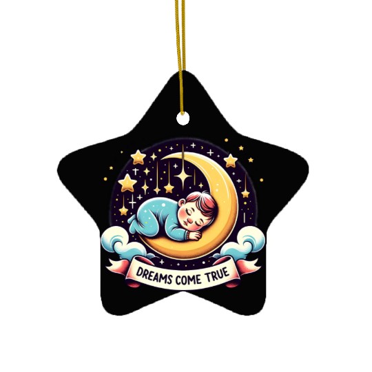 Dreams Come True Under Starry Night Sky Ceramic Ornaments