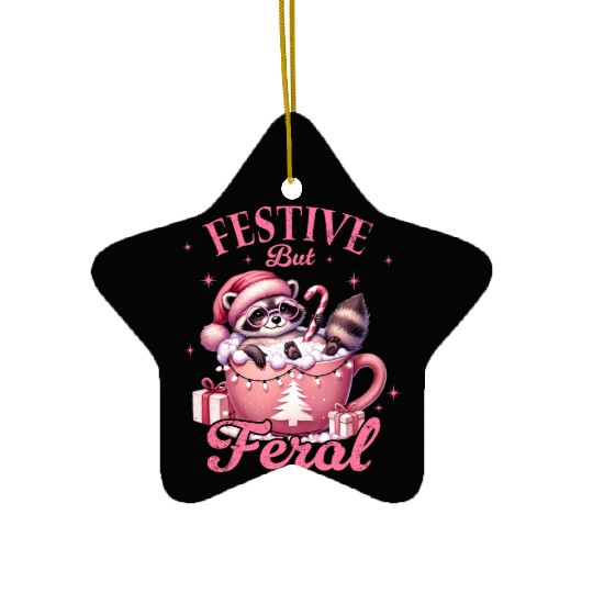 Festive But Feral, Merry Christmas Ceramic Ornaments