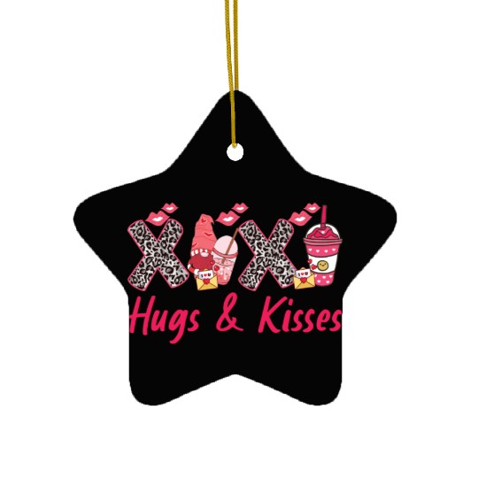 XOXO Hugs Kisses, Valentines Retro Ceramic Ornaments