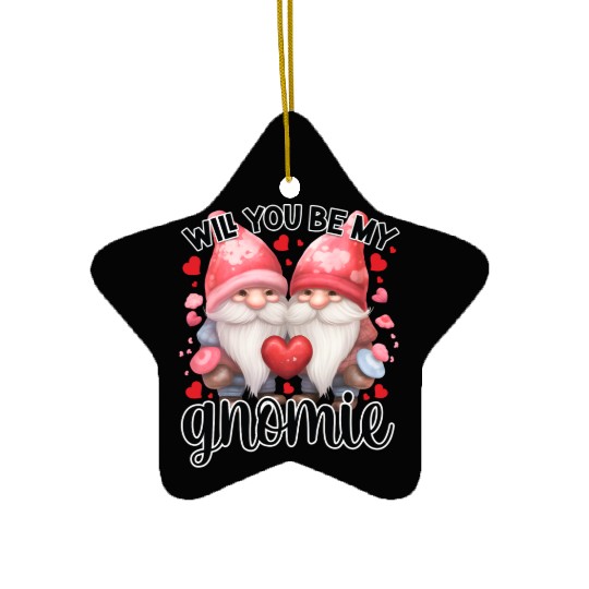 Will you be my Gnomie, Valentine Retro Ceramic Ornaments