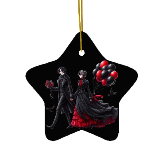 Black Gnomes Valentines Day Ceramic Ornaments