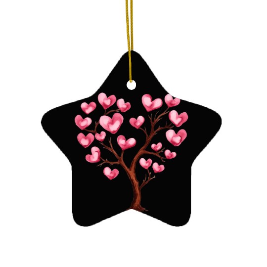 Heart Tree, Valentines Day Ceramic Ornaments