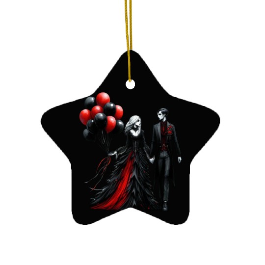 Black Gnomes Valentines Day Ceramic Ornaments