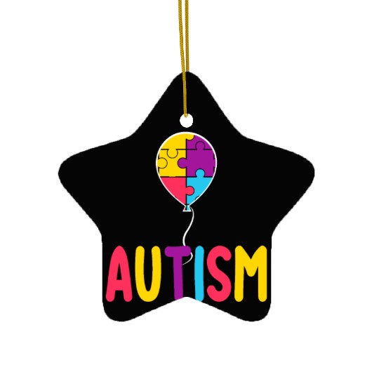 Autism Awareness Balloon - Spread Love and Support Ceramic Ornaments
