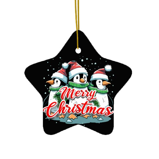 Penguin Trio Christmas Wishes Ceramic Ornaments