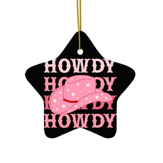 Howdy Cowboy Star Hat Ceramic Ornaments