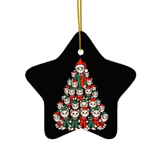 Christmas Tree Cats Ceramic Ornaments
