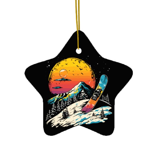 Snowboarding Portrait Ceramic Ornaments