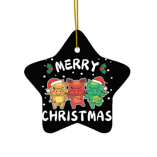 Merry Christmas Cute Dragon Festive Lights Dragon Ceramic Ornaments