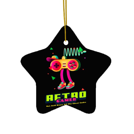 Retro Gamer But still know all the cheat codes Ceramic Ornaments