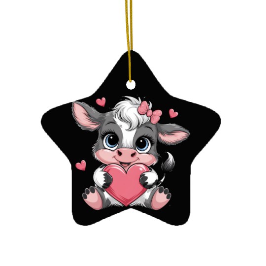 Cow Valentines Ceramic Ornaments