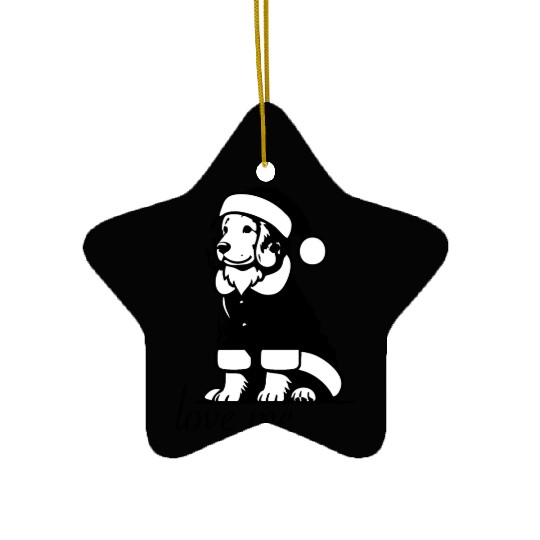 Christmas minimalist golden retriever love me Ceramic Ornaments