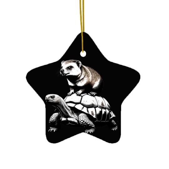 Funny Hyrax Riding a Turtle - Unique and Hilarious Ceramic Ornaments