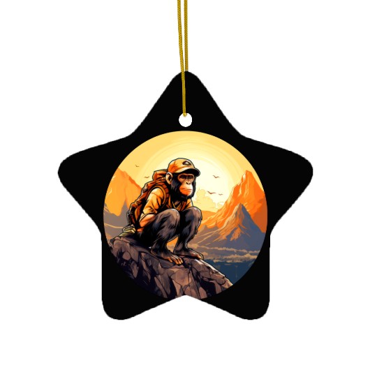 Monkey hiking / mountaineering monkey Ceramic Ornaments