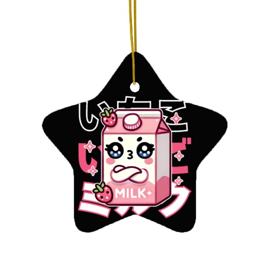 Touchy Strawberry Milk Hug Ceramic Ornaments