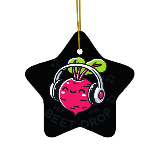 Let The Beet Drop Music Pun Ceramic Ornaments