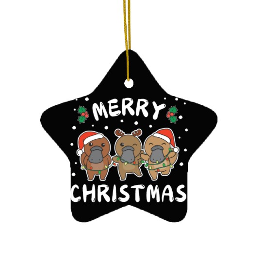 Merry Christmas Cute Platypus Festive Lights Ceramic Ornaments