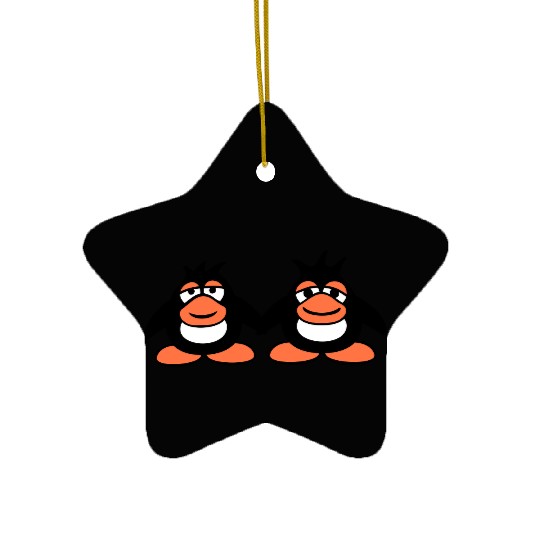 Penguins Team 2 Friends Tired Couple Hands Holding Ceramic Ornaments