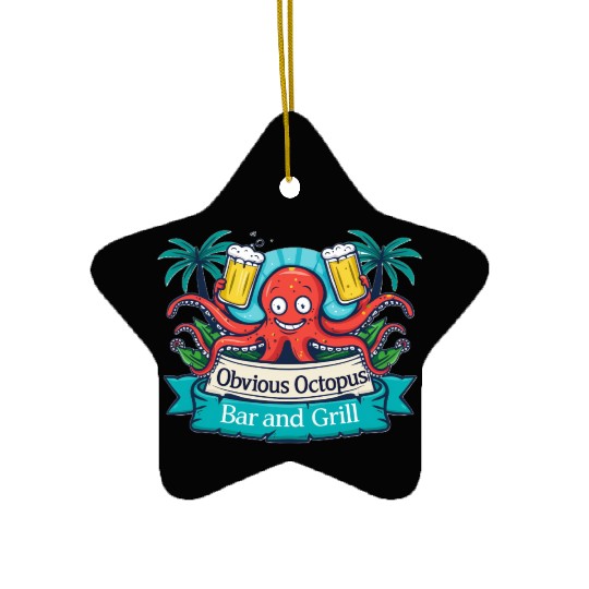 Obvious Octopus Bar and Grill Ceramic Ornaments