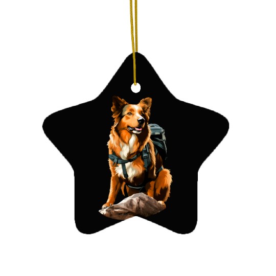 Dogs Mountaineering / Hiking Dog Ceramic Ornaments