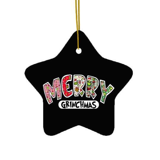 Merry Grin Happy Christmas Ceramic Ornaments