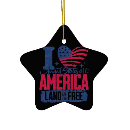 Patriotic "I Love America" Ceramic Ornaments