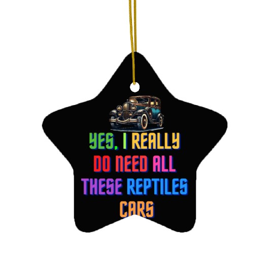 Quirky Car and Reptile Enthusiast Humor Ceramic Ornaments