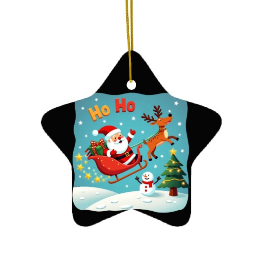 Santa Clause waving " HO-HO" Ceramic Ornaments