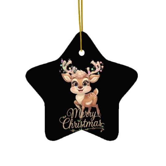 Cute Reindeer Merry Christmas Ceramic Ornaments, Christmas H