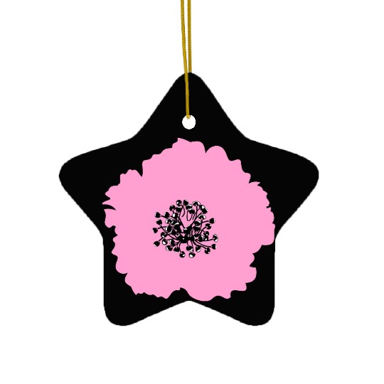 Elegant Pink Hibiscus Flower Design Ceramic Ornaments
