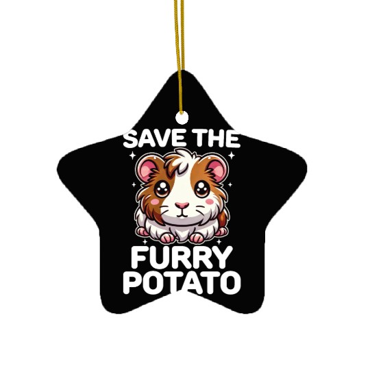 Save the Furry Potato Funny Guinea Pig Cute Kawaii Ceramic Ornaments