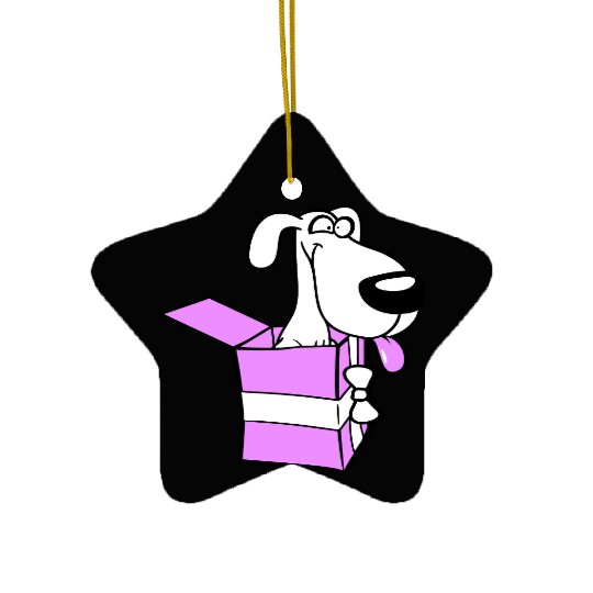 Dog Pet Gift Box Funny Crazy Surprise Fun Puppy Ceramic Ornaments