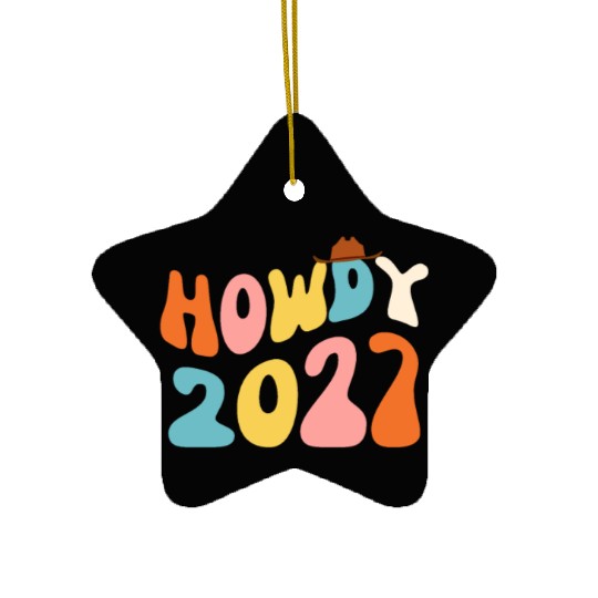 Howdy 2027 funny 2027 NYE Groovy Ceramic Ornaments