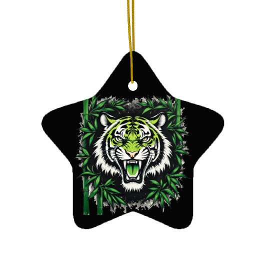 Roaring Bamboo Tiger Ceramic Ornaments