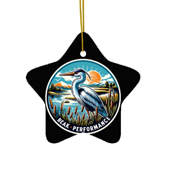 Great Blue Heron Beak Performance Retro Ceramic Ornaments