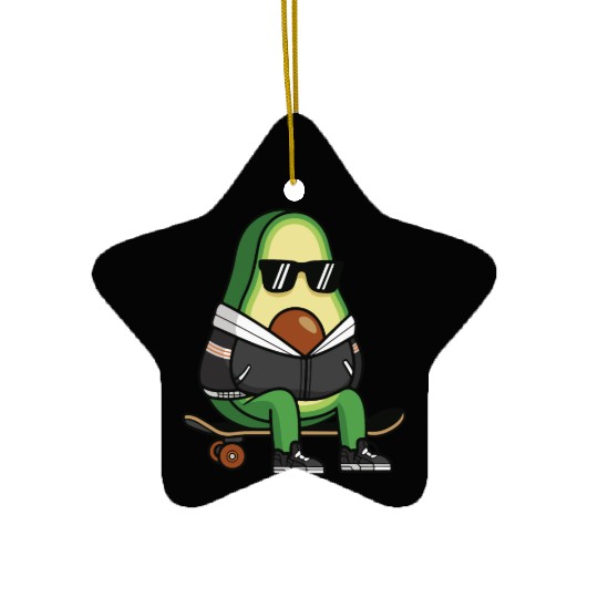 Skater Avocado Skateboard Streetwear Ceramic Ornaments
