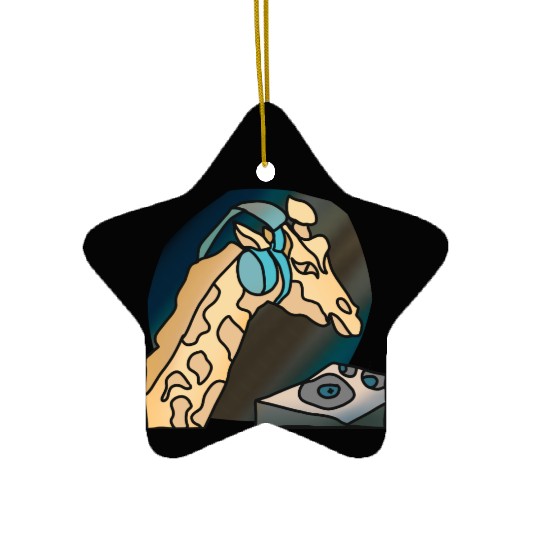 Street Retro Giraffe with Headphones | funny Ceramic Ornaments