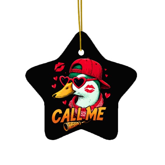 Call Me Duck Valentines Duck Hunting Lover Ceramic Ornaments