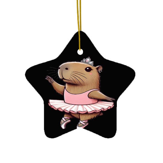 Ballerina Capybara Ballet Dance Plié, Chassé Jetté Ceramic Ornaments
