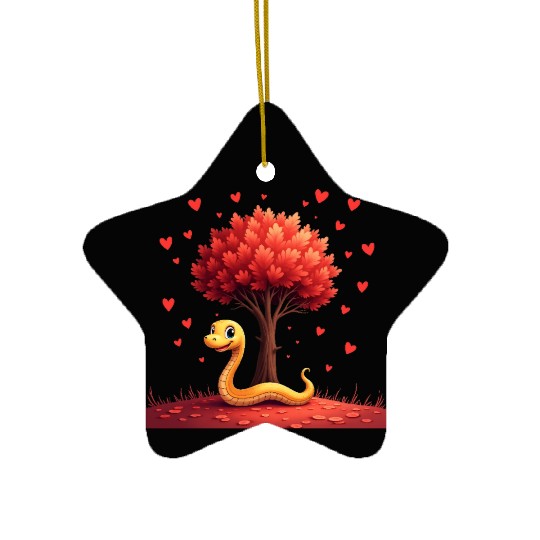 I love my snake heart tree Ceramic Ornaments