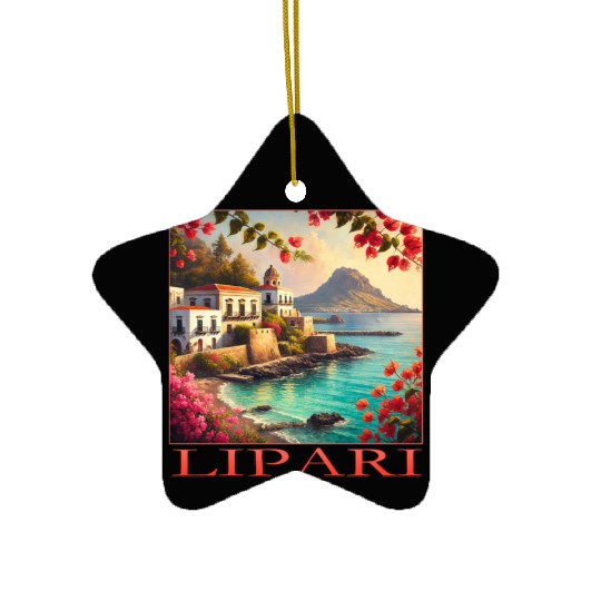 Lipari Volcano Mediterranean Terracotta Vacation Ceramic Ornaments
